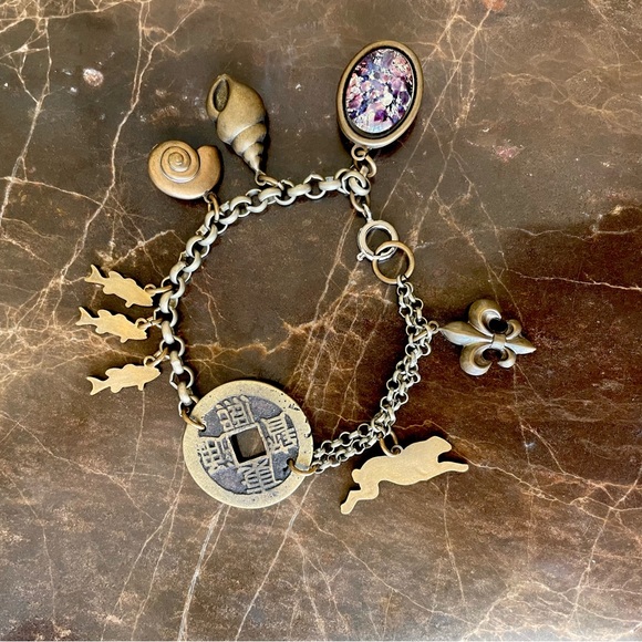 Charm Bracelet Bronze Gold Color San Francisco Purple Gemstone Custom Made - Picture 5 of 5